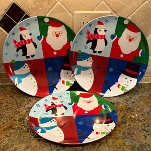Set of 3 Target holiday melamine dinner plates.
